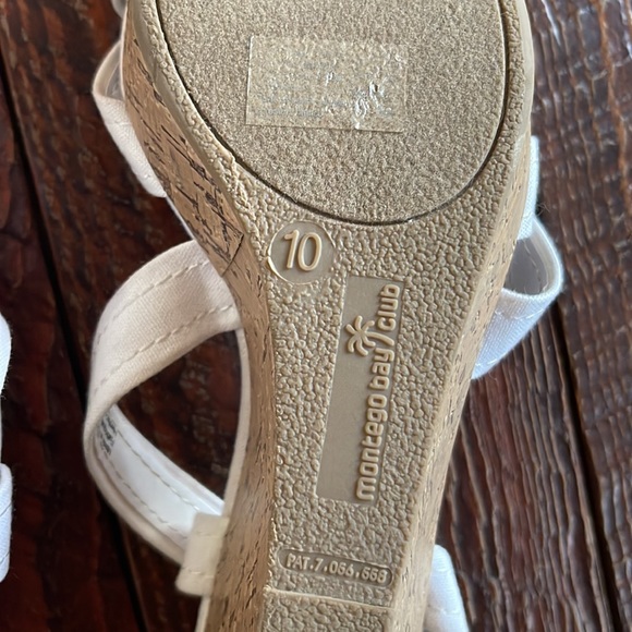 MONTEGO BAY CLUB White Strappy Cork Wedge Sandals Size 10 - Picture 3 of 7